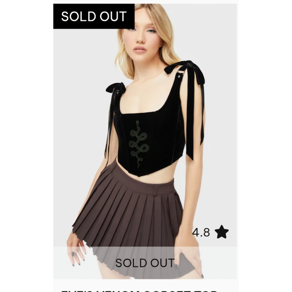 Killstar Eve's Venom Corset Top BlackVelvetSnake Embroidered Gothic KSRA013516XL